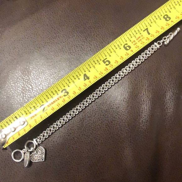 LOIS HILL Sterling Silver Woven Floral Accent Heart Charm Toggle Bracelet - Picture 16 of 17